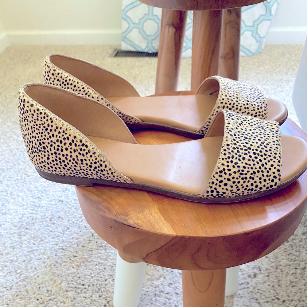 J.Crew Morgan calf hair peep toe shoes sz 7